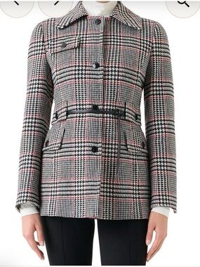 Akris Punto Glen Wool Tweed Belted Jacket. Size 10 Missing Belt NWOT
